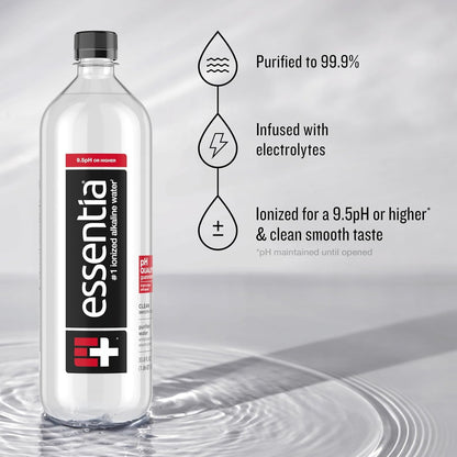 , 99.9% Pure, Infused with Electrolytes for a Smooth Taste, Ph 9.5 or Higher; Ionized Alkaline Water, Black, 42.3 Fl Oz (Pack of 12)