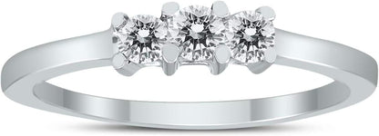 AGS Certified 1/4 Carat TW Three Stone Diamond Ring in 10K White Gold