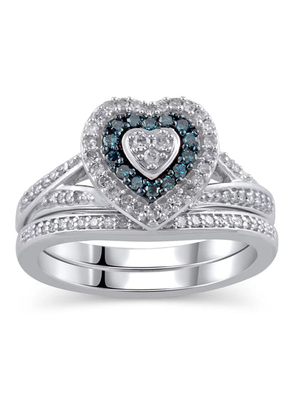 3/8 Carat T.W. Diamond Sterling Silver Bridal Set