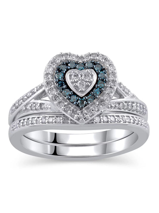 3/8 Carat T.W. Diamond Sterling Silver Bridal Set