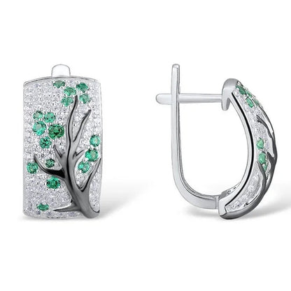 Dazzling 925 Sterling Silver Natural Gemstone Diamond Floral Earrings Women Wedding Engagement Fine Jewelry