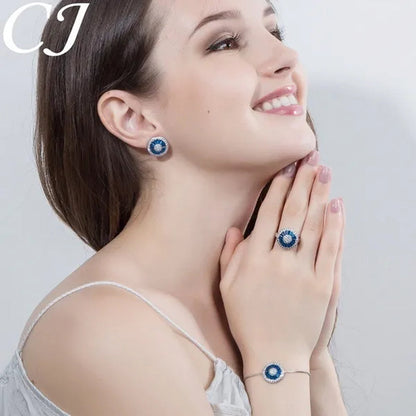 CANDICE Fashion Green round Charm Adjustable Slider Bracelet Bangle for Women White Gold Plated Cubic Zirconia Jewelry