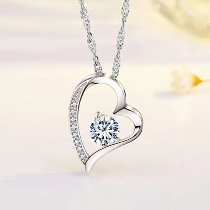 Bridal Wedding Clavicle Necklace Cubic Zircon Heart Necklace for Women Wedding Accessories Valentine'S Day Gift