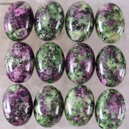 Fashion Jewelry 13x18MM Natural Stone Green with Red Zoisite CAB Cabochon 10Pcs