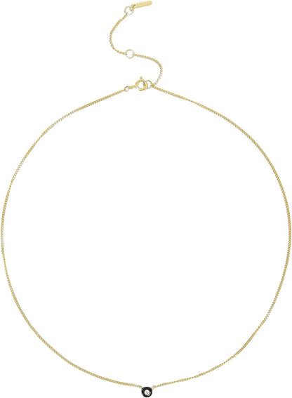 Bezel Set Diamond Pendant Necklace in Black Enamel and Gold Vermeil