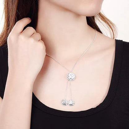 Women'S Fashion 925 Sterling Silver Rose Flower Earrings Elegant Necklace Rings Bracelets Bangle Bridal Wedding Jewelry Set