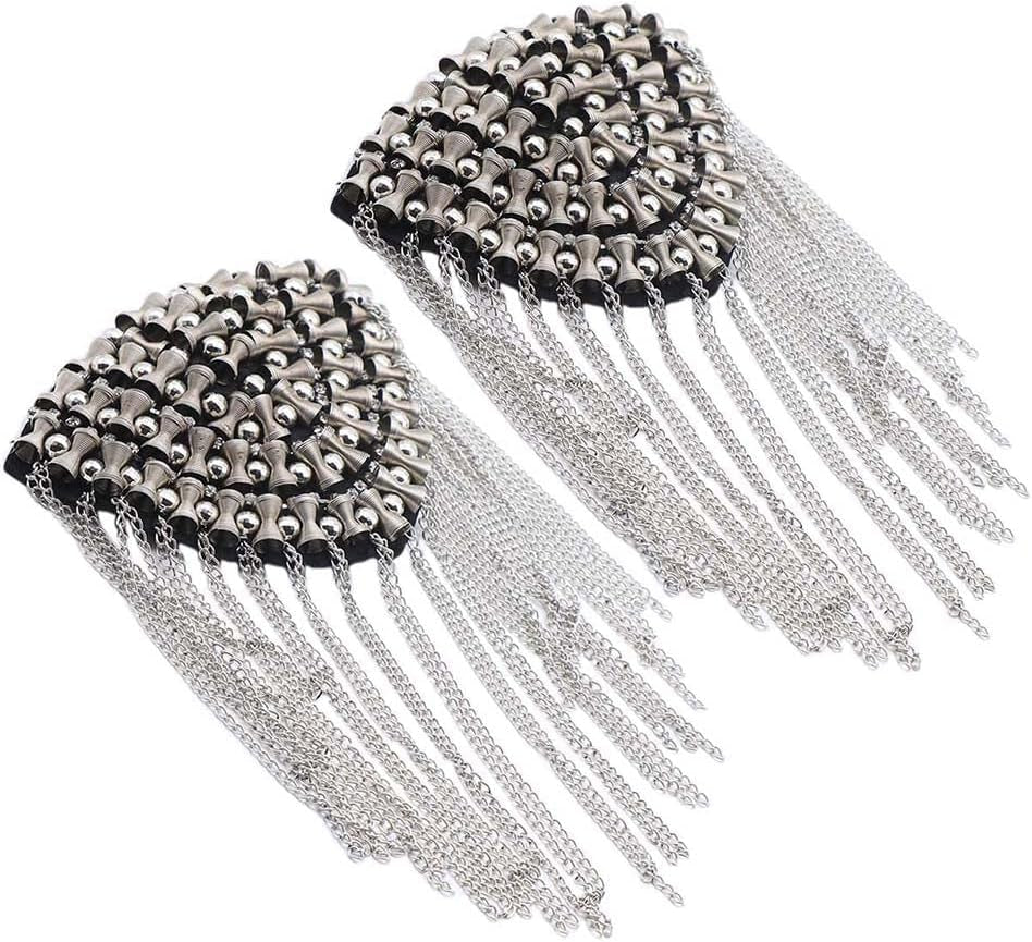 1 Pair Shoulder Epaulet Gold Chain Tassel Shoulder Badge Epaulettes Brooch Pin Ringmaster Halloween Costume Appliqes Patches