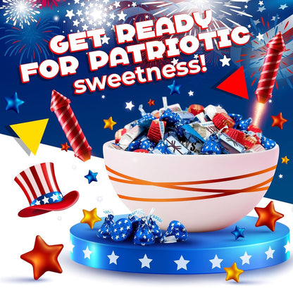 Patriotic Candy, Independence Day Chocolate Mix - HERSHEY’S KISSES and NUGGETS, HERSHEY’S COOKIES ‘N’ CREME Bar, Reesescups (3 Pound Bag - Approx. 160 Count)