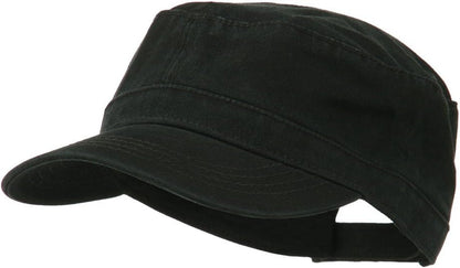 Garment Washed Adjustable Army Cap - Black OSFM