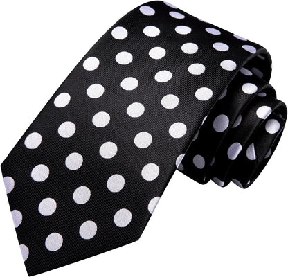 Silk Ties for Men Plaid Paisley Striped Necktie Pocket Square Cufflinks Set Formal Business
