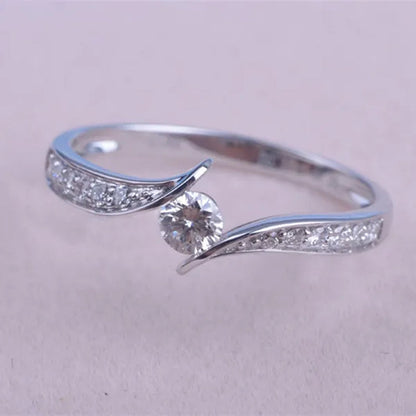 Women Everydaywear ClassicStyle 925 Sterling Silver Diamond Ring