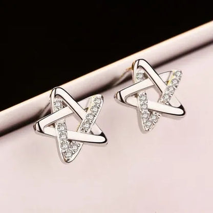 Mini Five-Pointed Star Stud Earrings for Women Silver Crystal Diamond Earrings for Gifts Fine Jewelry Brincos