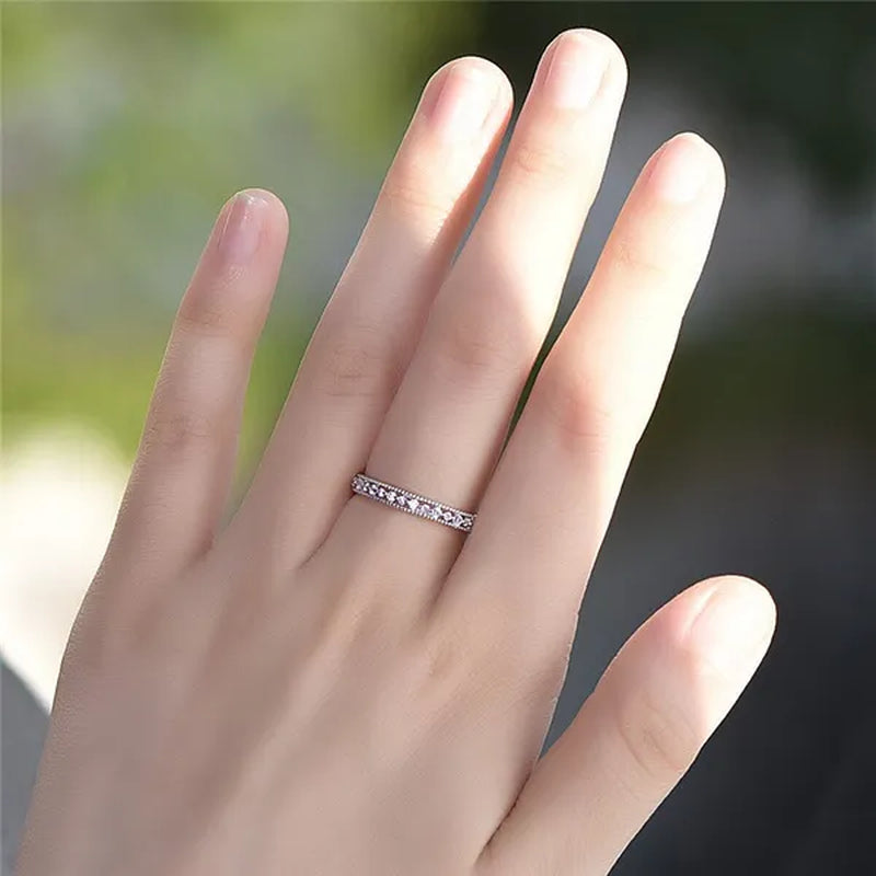 Exquisite 925 Sterling Silver/Black Gold/Gold/Rose Gold Single Ring White Full Diamond Ring Wedding Jewelry Gift