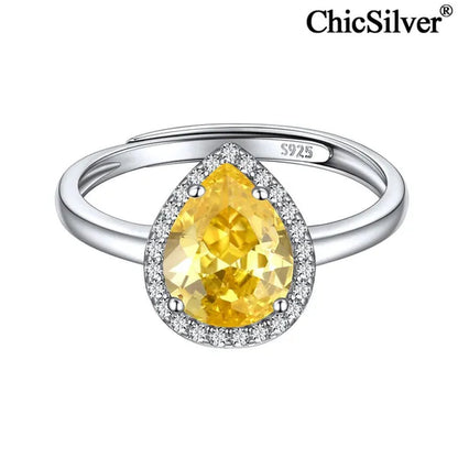 ChicSilver Pear Cut Teardrop Birthstone Promise Wedding Band Ring for Her 925 Sterling Silver Gemstone Jewelry for Women