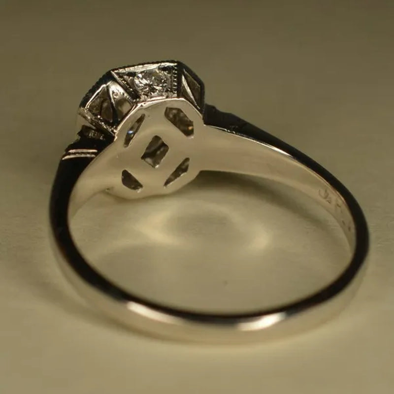 925 Sterling Silver Art Deco Inspired CZ Diamond White Sapphire Wedding Ring for Women Bridal Jewelry