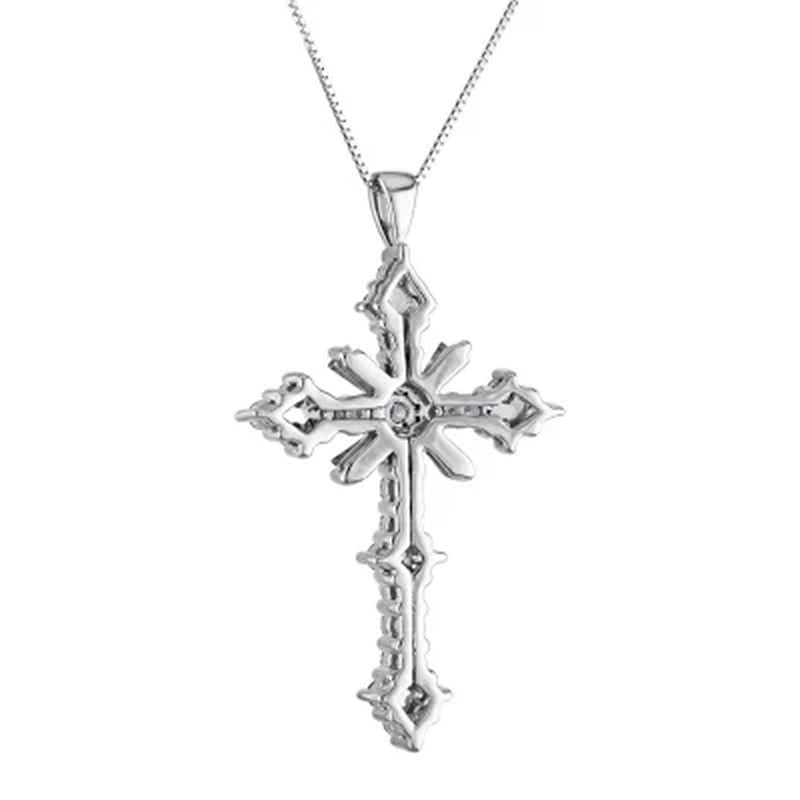 0.46 CT. T.W. Diamond Cross Pendant in 14K White Gold