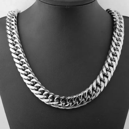 16/19/21Mm Heavy Stainless Steel Bracelet or Necklace Silver Cuban Curb Chain Bracelet Bangle 7"-11" Necklace 16"-24"