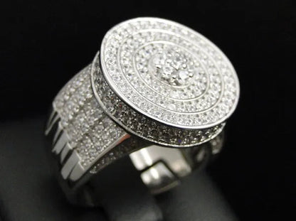 Mens White Sapphire 925 Silver Plated Eternity Pinky Ring Size 6-10