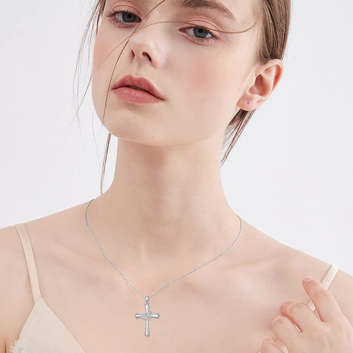 Diamond Cross Necklace for Women 925 Sterling Silver D Color Diamonds Cross Pendant Religious Jewelry Gifts for Birthday Christmas Mother'S Day
