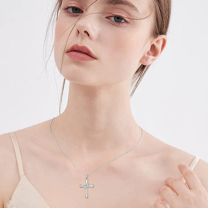 Diamond Cross Necklace for Women 925 Sterling Silver D Color Diamonds Cross Pendant Religious Jewelry Gifts for Birthday Christmas Mother'S Day