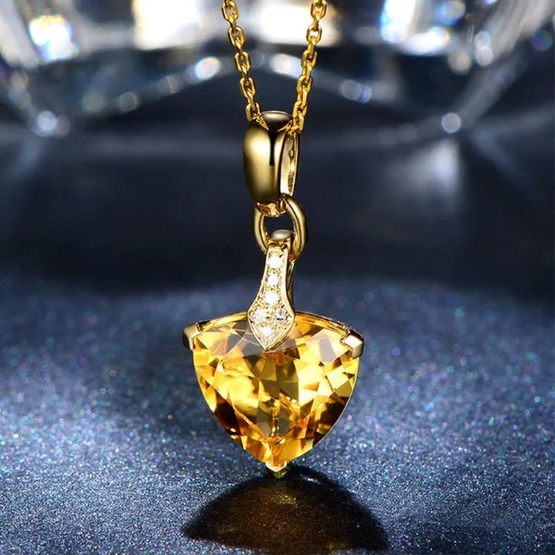 Romantic 18k Golden Plated Copper Setting Heart Shape Citrine  Jewelry Set Love Shape Pendant Necklace Heart Micro Inlaid Cubic Zirconia Stud Earrings Butterfly Open-End Ring Flower Bracelets for Women Gifts