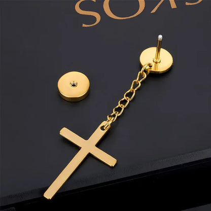 Fashion Barbell Earrings Stainless Cross Earrings Stainless Steel Cross Earrings Men