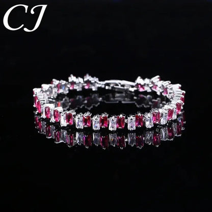 CANDICE Hottest Yellow Gold Plated Tennis Bracelet for Women Shiny Baguette Cubic Zircon Setting Gorgeous Party Jewelry Accessories