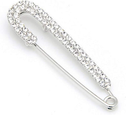 1 PCS 3 Inch Silver Rhinestone Inlaid Alloy Safety Brooch Pins Scarves Buckle Shawl Clip Jewelry Brooch DIY Accessories for Clothing Locking Ornament Fastening Embellish