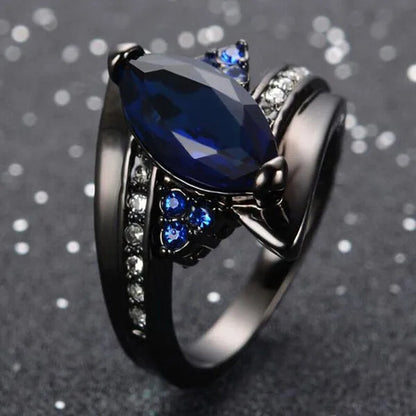 Women's Rings Size 6-10 Black Sapphire CZ 14K Black Golden Plated Wedding Ring (Choice Color and Size )