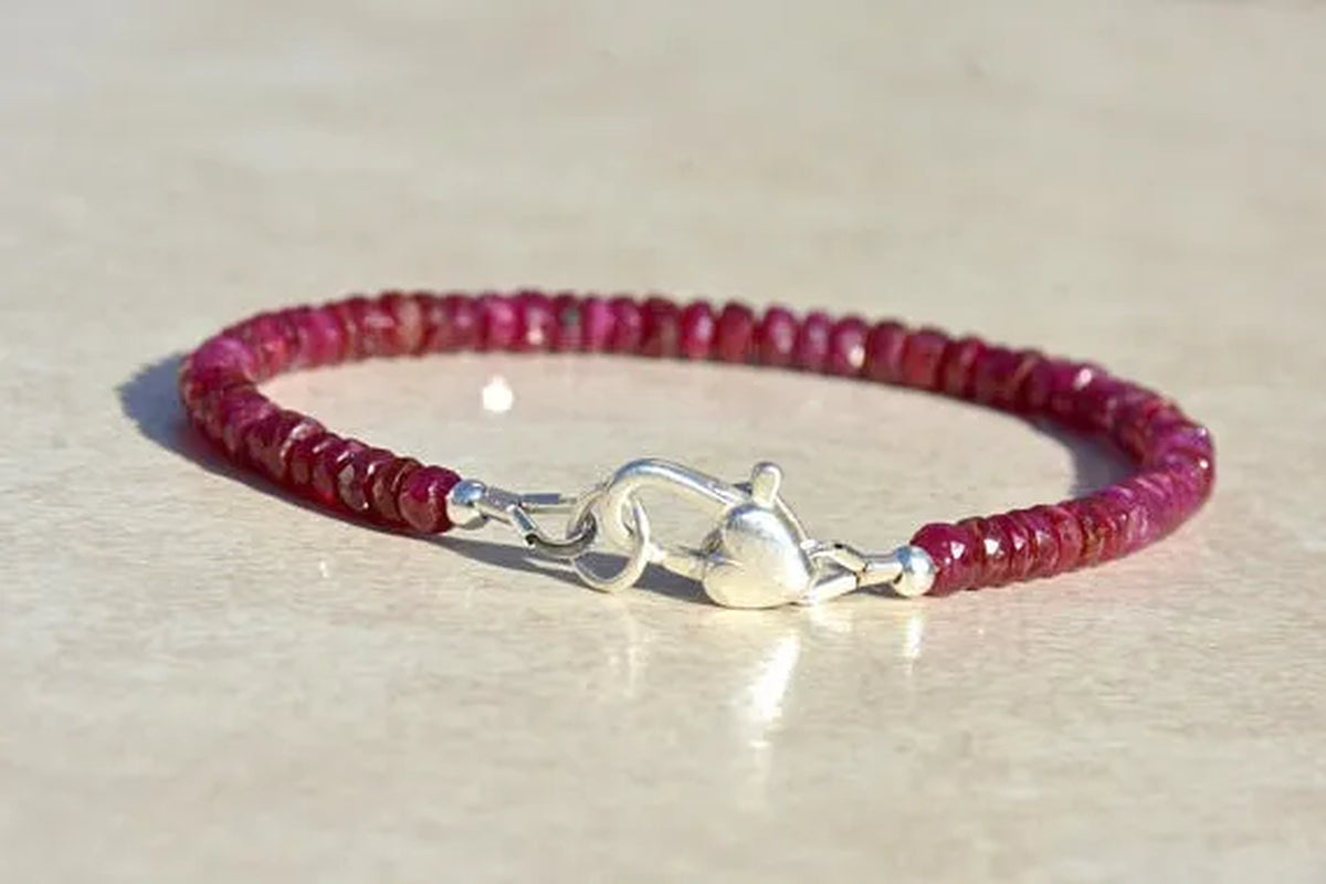 Ruby Bracelet July Birthstone Bracelet Beaded Bracelet Natural Ruby Gemstone Bracelet