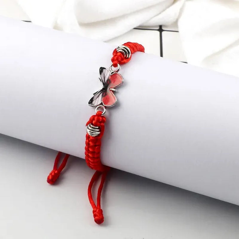 2022 Hot Adjustable Braided String Bracelet for Women Grey Butterfly Pendant Handmade Charm Bangles Fashion Girl Jewelry