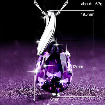 4 Styles High Quality New Arriving Women Charm Crystal Amethyst Diamond Pendant Necklace Exquisite Engagement Wedding Anniversary AAA Zircon Necklace Jewelry for Girlfriend Valentines Day Gifts