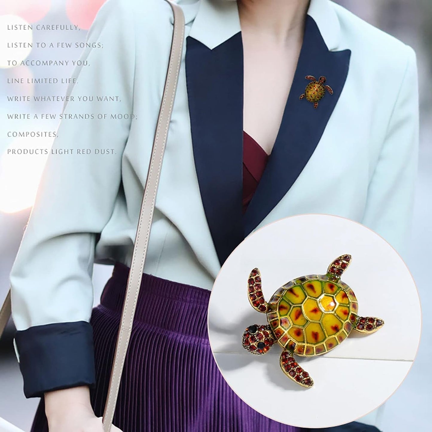 2023 New Floral Brooch Pin Gold Plated Flower and Bee/Sea Turtle Decorative Garment Dress Jewelry for Rose (B, One Size)