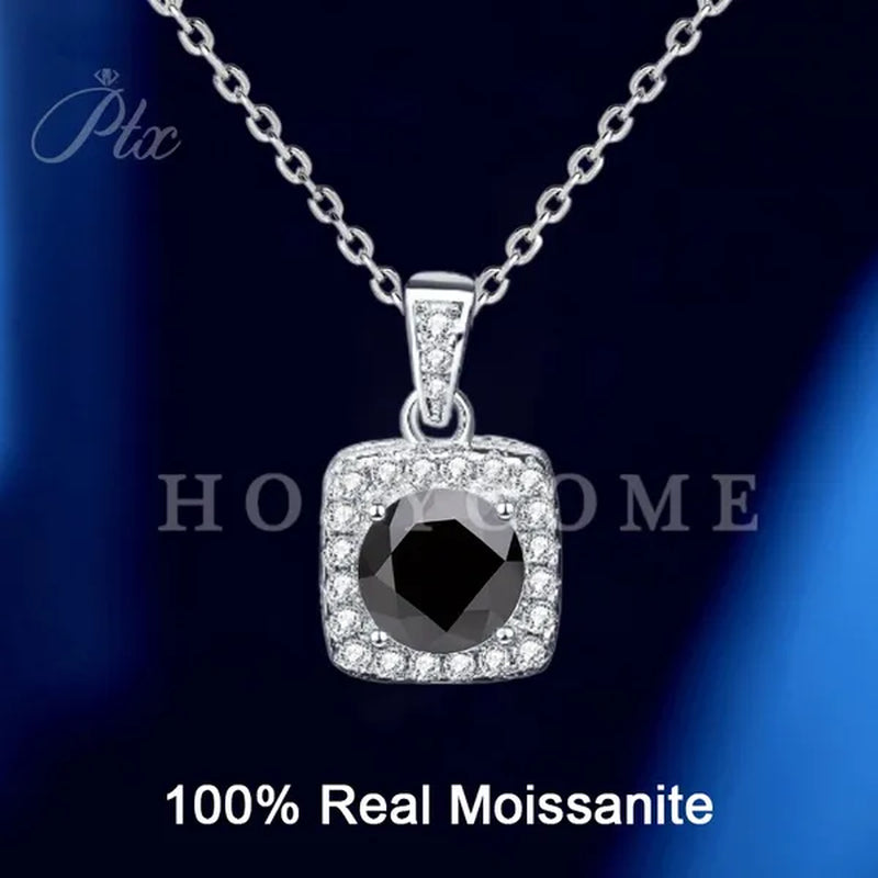 HOLYCOME 100% Real Moissanite Flower Necklace 14K Gold Plated Sterling Silver Necklace for Women VVS Diamond Square Necklace Pendant Jewelry