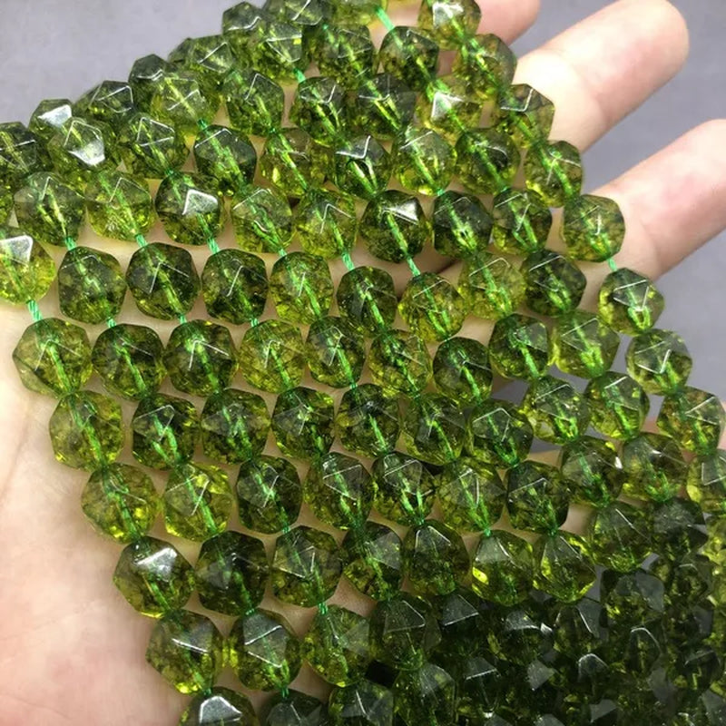 Green Peridot Beads 6-10mm Faceted Natural Stone Cut Loose Gem DIY