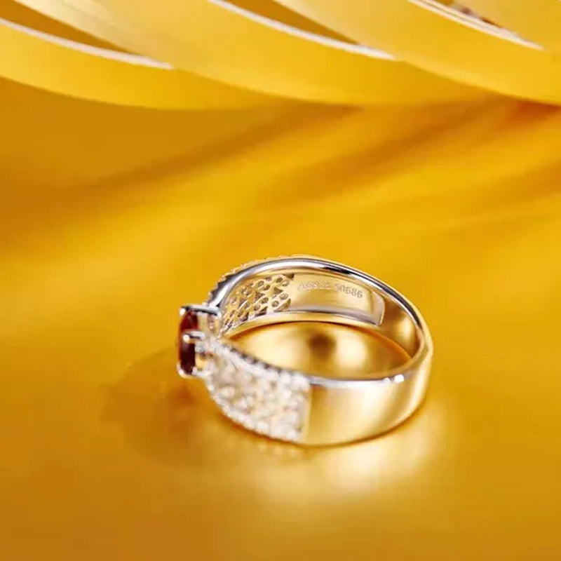 Women Exquisite 925 Sterling Silver Red Ruby Gems Fully-jewelled Princess Rings Jewel