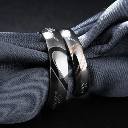 2 pcs / set . Heart of love couple titanium steel wedding rings for women fashion jewelry woman accessories silver ring women for man