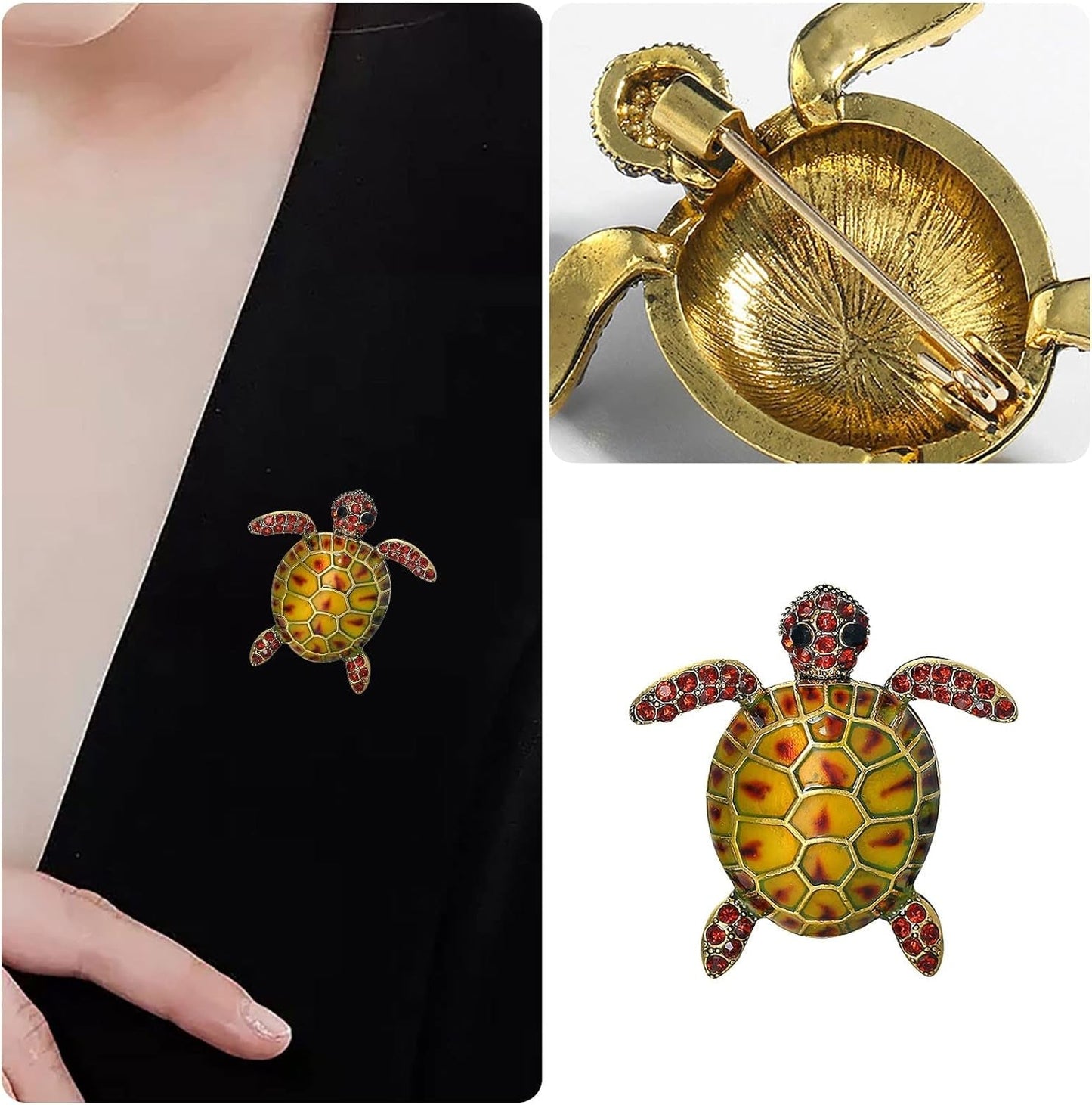2023 New Floral Brooch Pin Gold Plated Flower and Bee/Sea Turtle Decorative Garment Dress Jewelry for Rose (B, One Size)