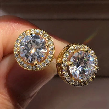 Trendy 1.25 Carat Round Moissanite White Diamond Halo Brilliant Cut Stud Earrings Bridal Wedding Engagement Jewelry Gift