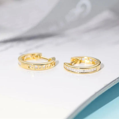 Women Glamorous 18k gold plated  Micro Cube Diamond Dailywear Earrings Wedding Engagement Party Ear Stud Jewelry