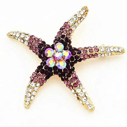 Starfish Brooches Blue Rhinestone Starfish Brooch Fashion Colorful Bridesmaid Wedding for Woman