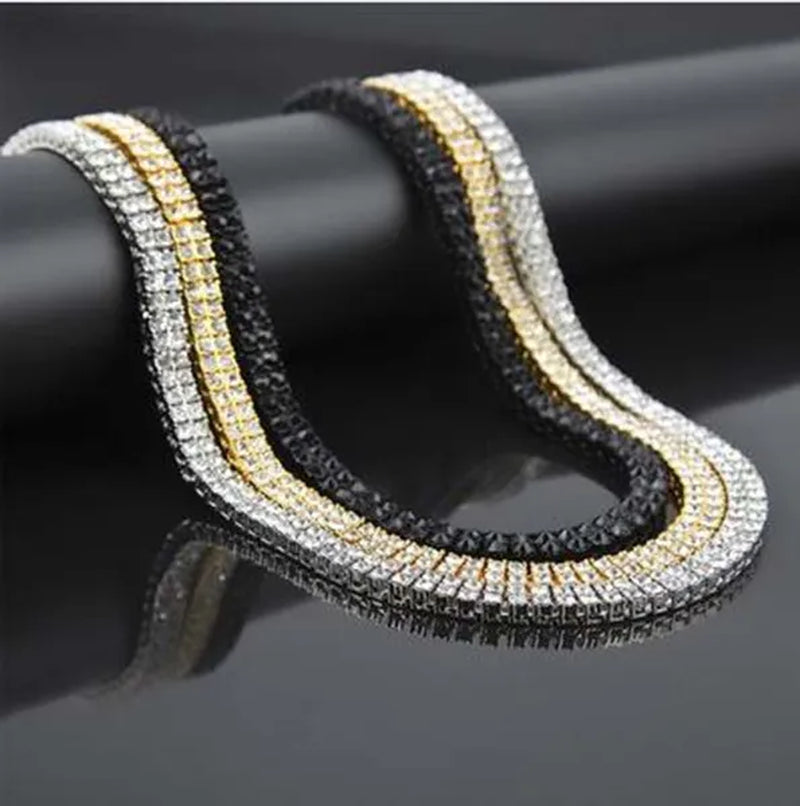 Gold Silver Clear Cz Stones Iced Out Men 1 Row 24inch 30inch Chain Hip Hop Necklace