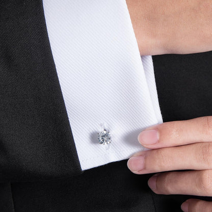 Swarovski White Crystal Cufflinks Glimmering Diamond Color Cuff Links Set for Wedding Party
