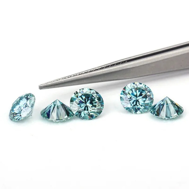 1CT 6.5mm Natural Loose Diamond Light Blue VS1 Round Cut