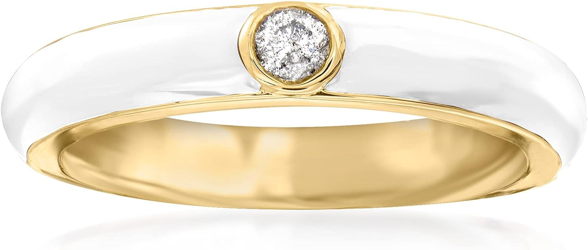 0.10 Carat Diamond and White Enamel Ring in 18Kt Gold over Sterling