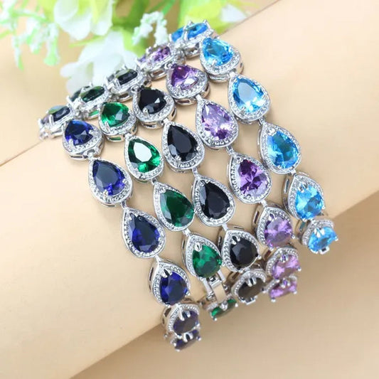 Silver 925 Selling Water Drop Green Zircon Bracelet Health Fashion Jewelry For Women
