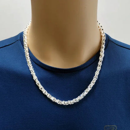 Men‘s 925 Sterling Silver 5MM Faucet Chain Necklace for Woman Man Fashion Wedding Party Jewelry Nice Gift