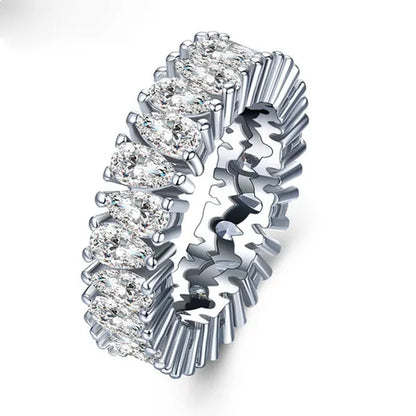 Luxurious Silver Natural Gemstones White Sapphire Wedding Birthstone Bride Flower Engagement Ellipse Drop Ring Jewelry Size 6 7 8 9 10