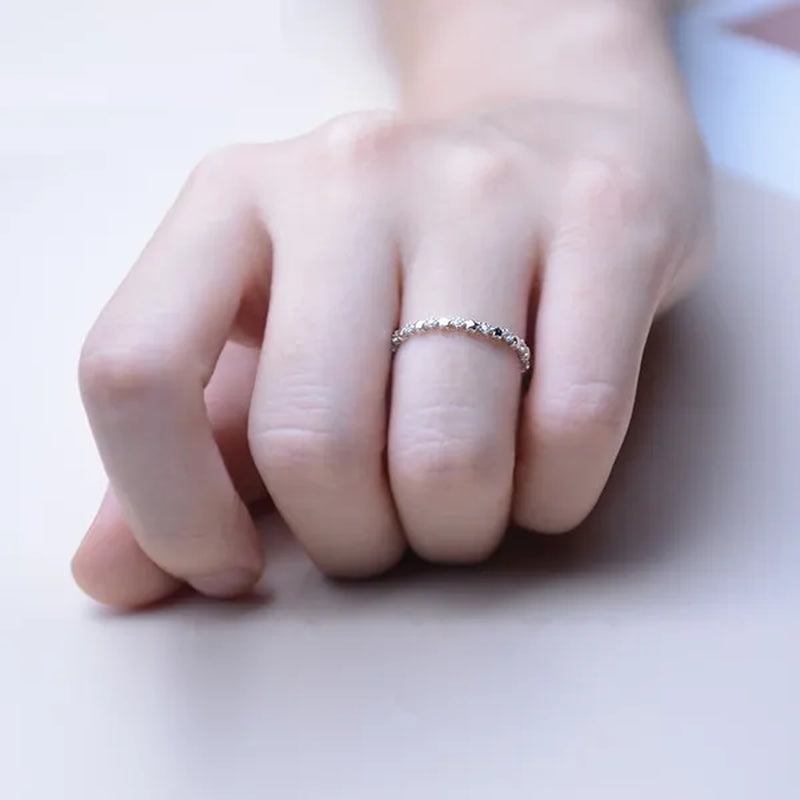 Cute Super Thin 925 Sterling Silver CZ Diamond Star Rings Wedding Engagement Party Gifts for Women Lady Girl