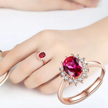 New Ruby Diana Sunflower Lady Ring Classic Living Mouth Design Women'S Ring